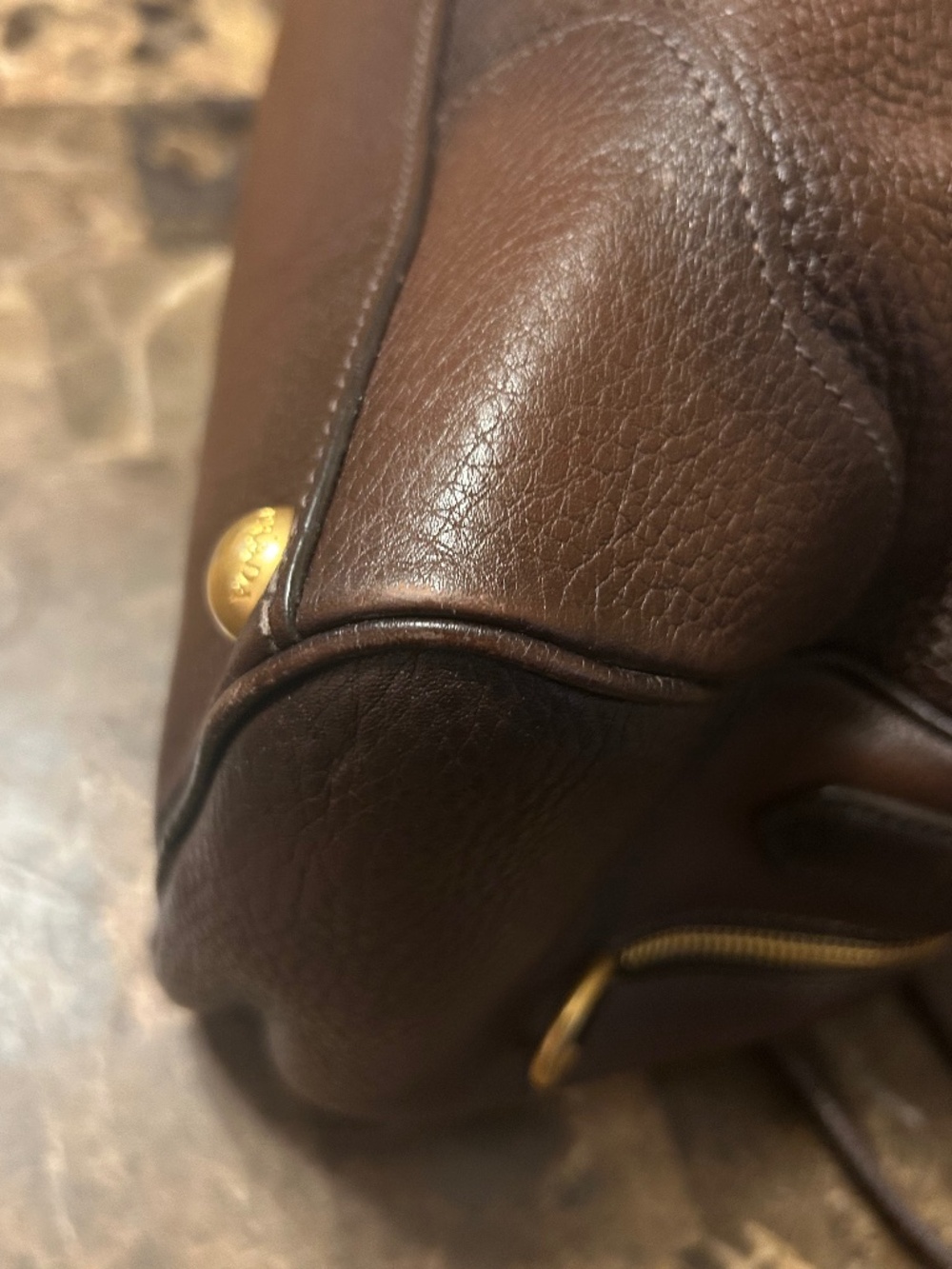 Prada Cervo Antik Leather Bowler Bag - Picture 5 of 16